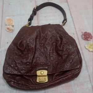 Marc by Marc Jacobs Embossed Brown Leather Shoulder Bag